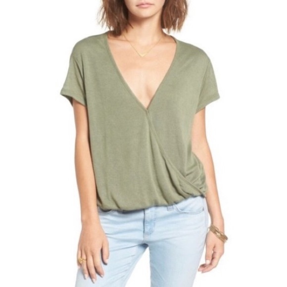 Free People Tops - Free People Green Hoffman Surplice Tee